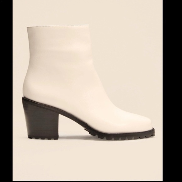 REFORMATION / Florence Boot lug sole white block heel ankle boot bootie 7 - Picture 1 of 7